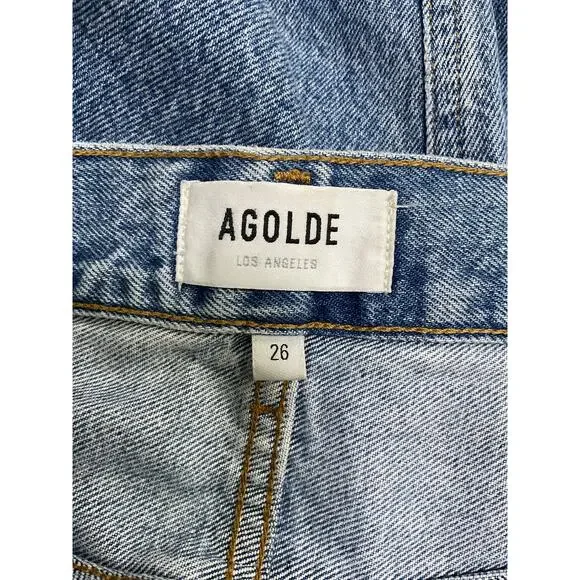 Agolde High Rise Blue Cotton Baggy Taper Jeans Size 26 - Picture 4 of 5